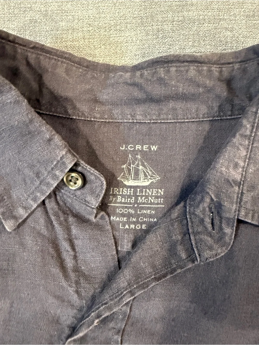J. Crew Men's Casual Linen Button-Down Shirt — Blue